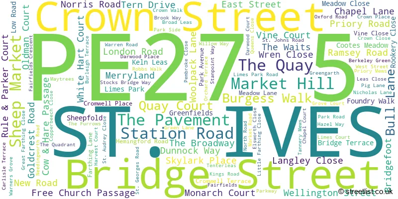 A word cloud for the PE27 5 postcode